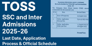 Official press note of TOSS SSC and Intermediate admissions 2025-26 with dates and instructions